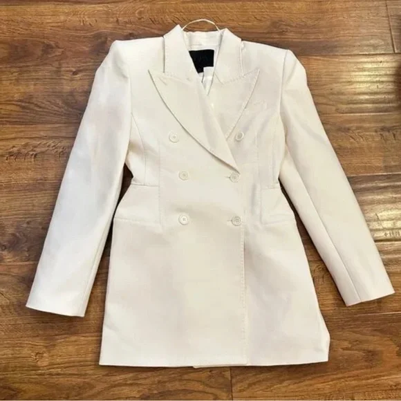 NWT Zara Woman Collection Double Breasted  Blazer With Shoulder Pads - Picture 8 of 15
